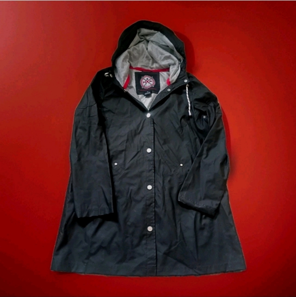 HFX Halifax Apparel Women's Black Hooded Rain Jacket Medium Water Resistant